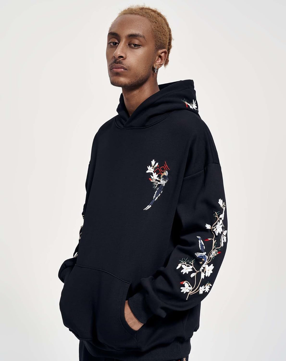 Streetwear Men'S Dragon Embroidered Heavyweight Graphic Hoodies