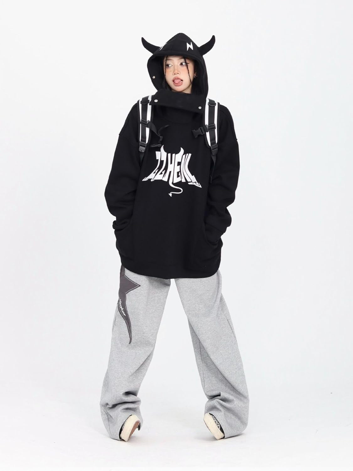 Women Streetwear Sweatpants Drawstring Elastic Waist Loose Wide Leg Joggers Y2K Star Print Pants Harajuku Trousers