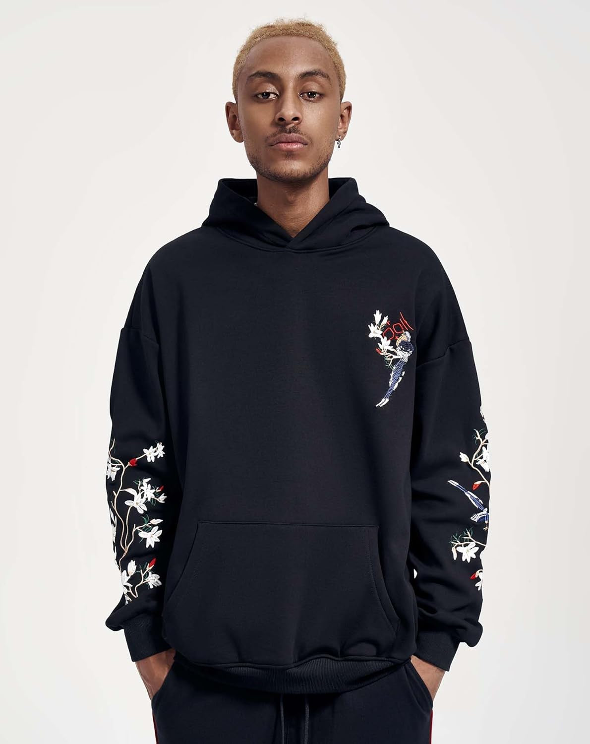 Streetwear Men'S Dragon Embroidered Heavyweight Graphic Hoodies