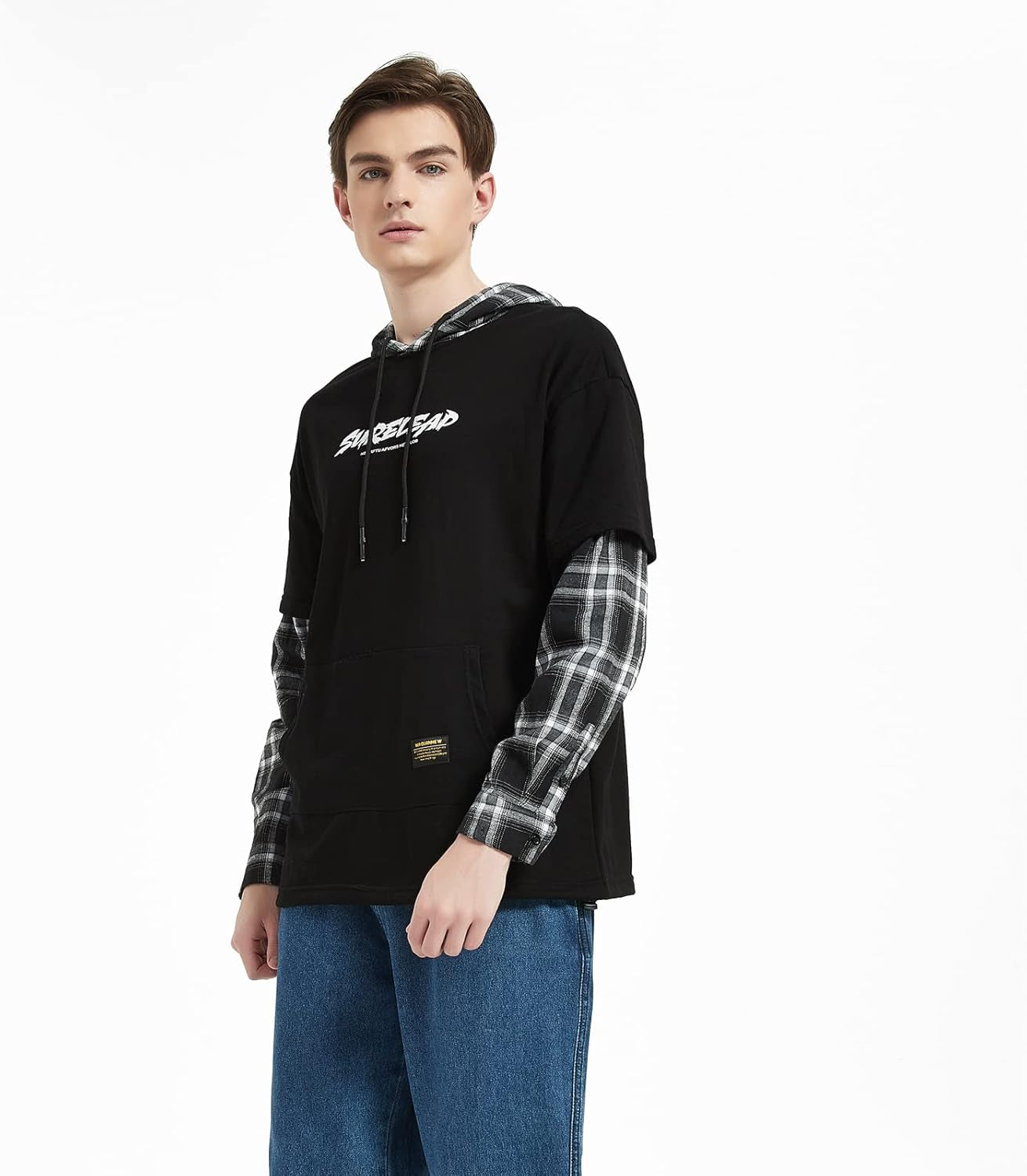 Japan Style Patchwork Hoodies Men Characters Streetwear Hoodie Men Sweatshirt