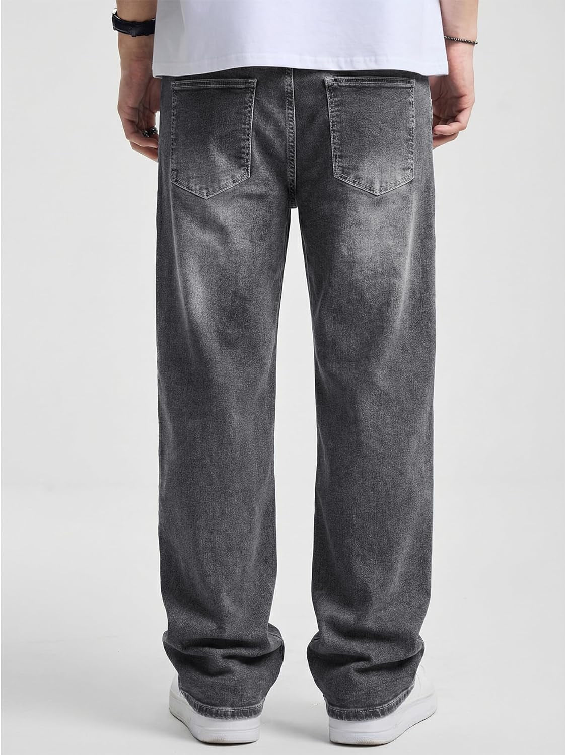 Men'S Baggy Jeans Wide Leg Skater Hip Hop Denim Pants Loose Fit Streetwear