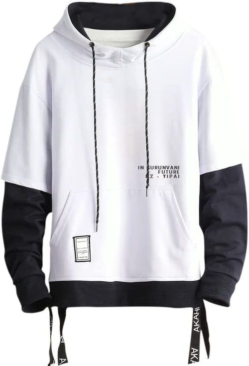 Contrast Color Pullover Hoodie Mens Patchwork Hoodies Men