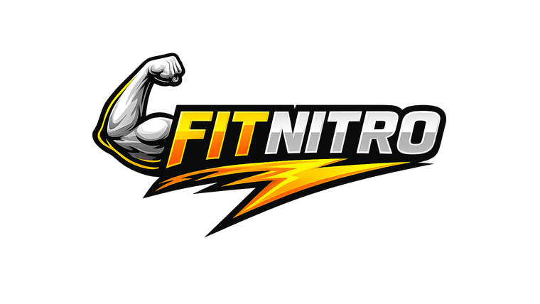 Logo of Fit Nitro with a muscular arm flexing on a white background