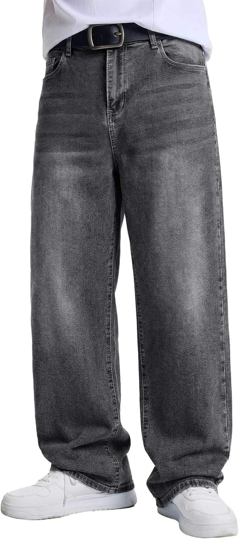 Men'S Baggy Jeans Wide Leg Skater Hip Hop Denim Pants Loose Fit Streetwear