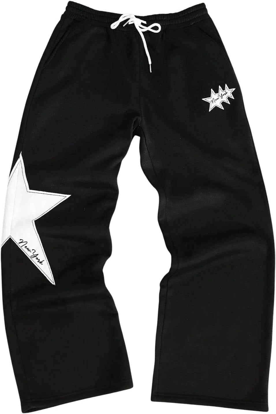 Men'S Baggy Sweatpants Wide Leg Sweatpants Y2K Star Graphic Print Stacked Workout Jogger Track Pants Trousers