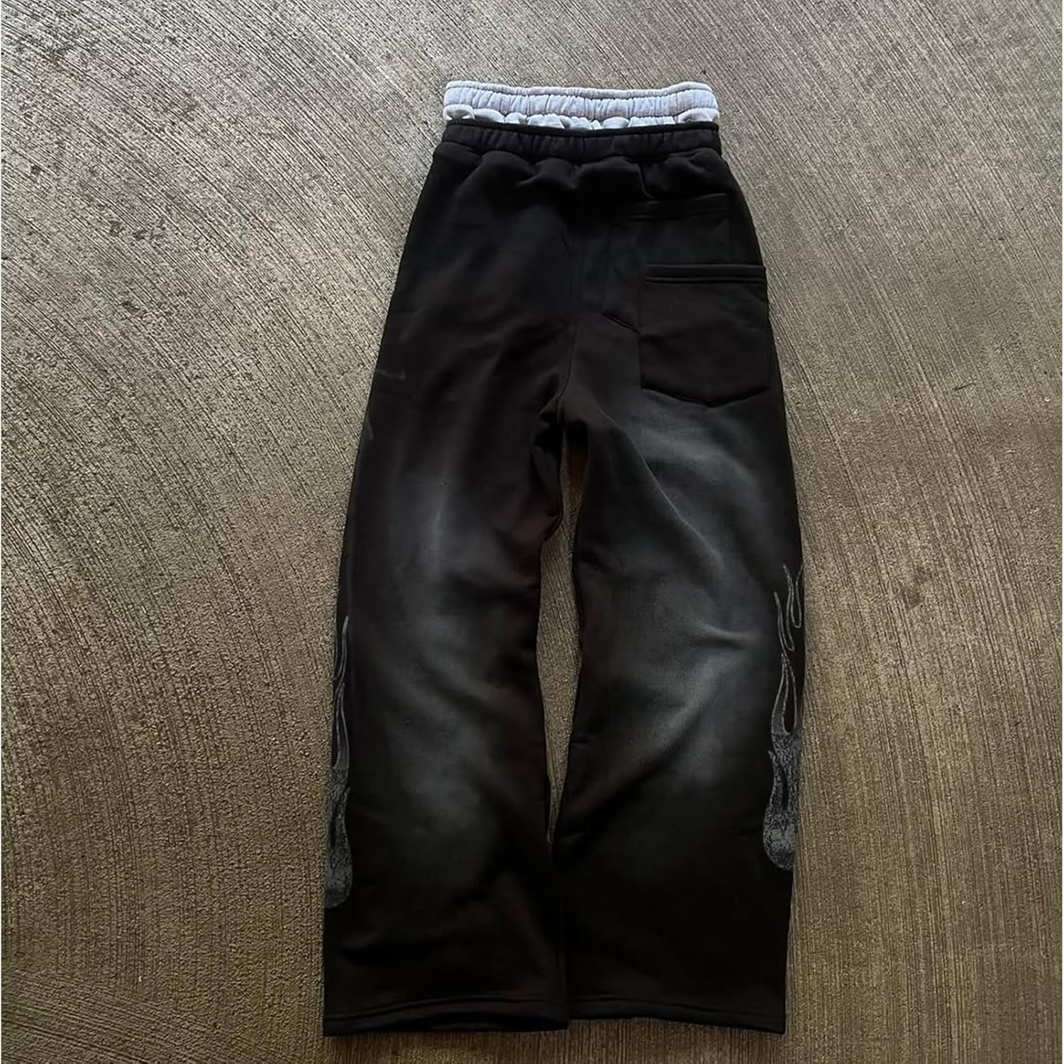 Double Waisted Sweatpants Men Graphic Embroider Y2K Sweatpants Men Graffiti Streetwear Wide Leg Boxer Sweat Pants