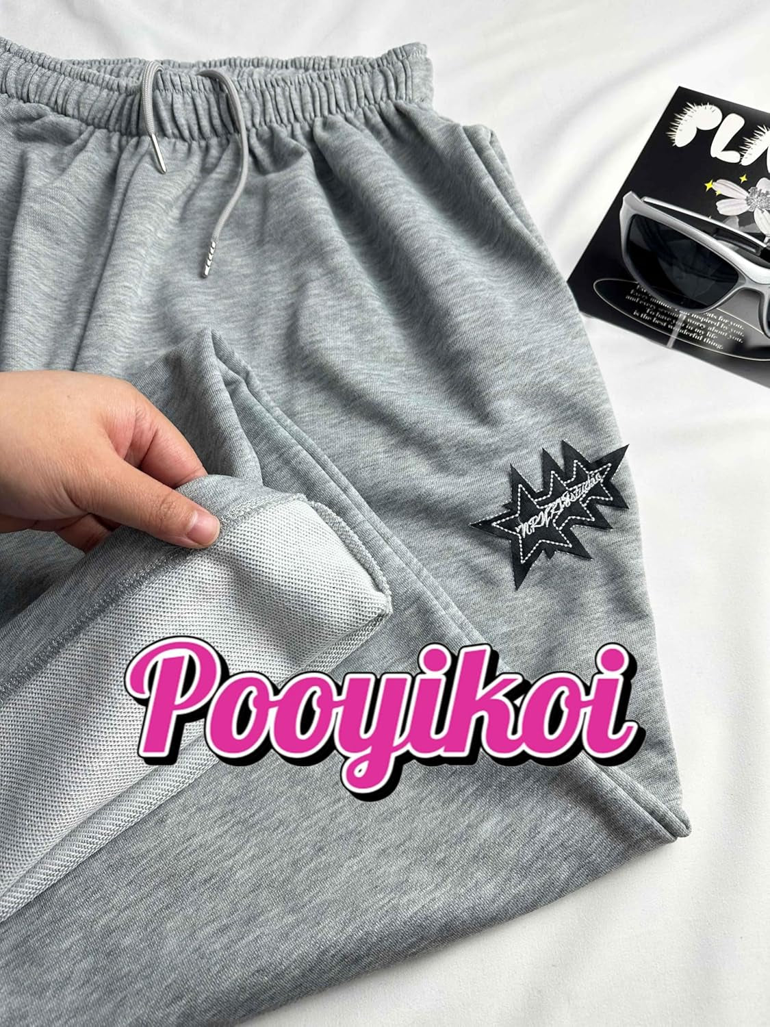 Women Streetwear Sweatpants Drawstring Elastic Waist Loose Wide Leg Joggers Y2K Star Print Pants Harajuku Trousers