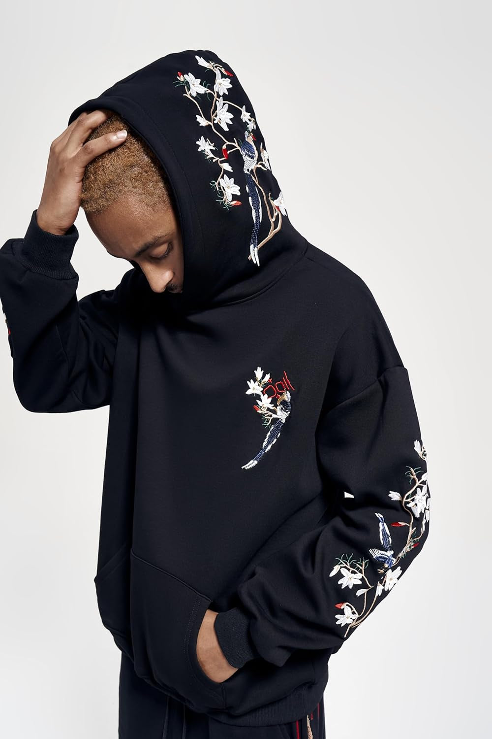 Streetwear Men'S Dragon Embroidered Heavyweight Graphic Hoodies