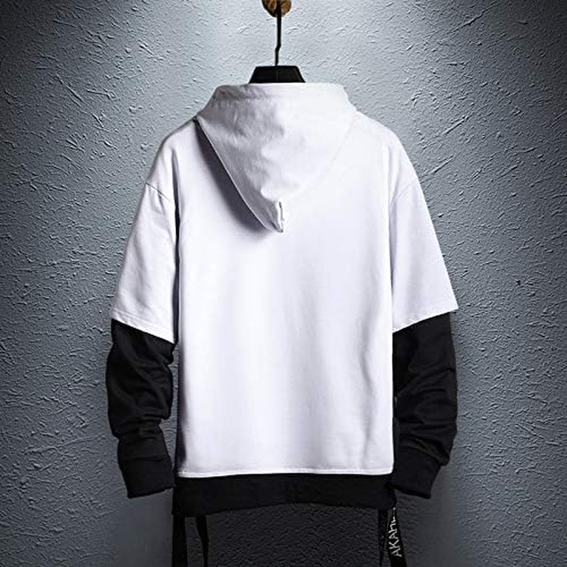 Contrast Color Pullover Hoodie Mens Patchwork Hoodies Men