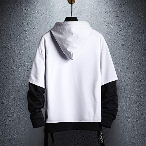 Contrast Color Pullover Hoodie Mens Patchwork Hoodies Men