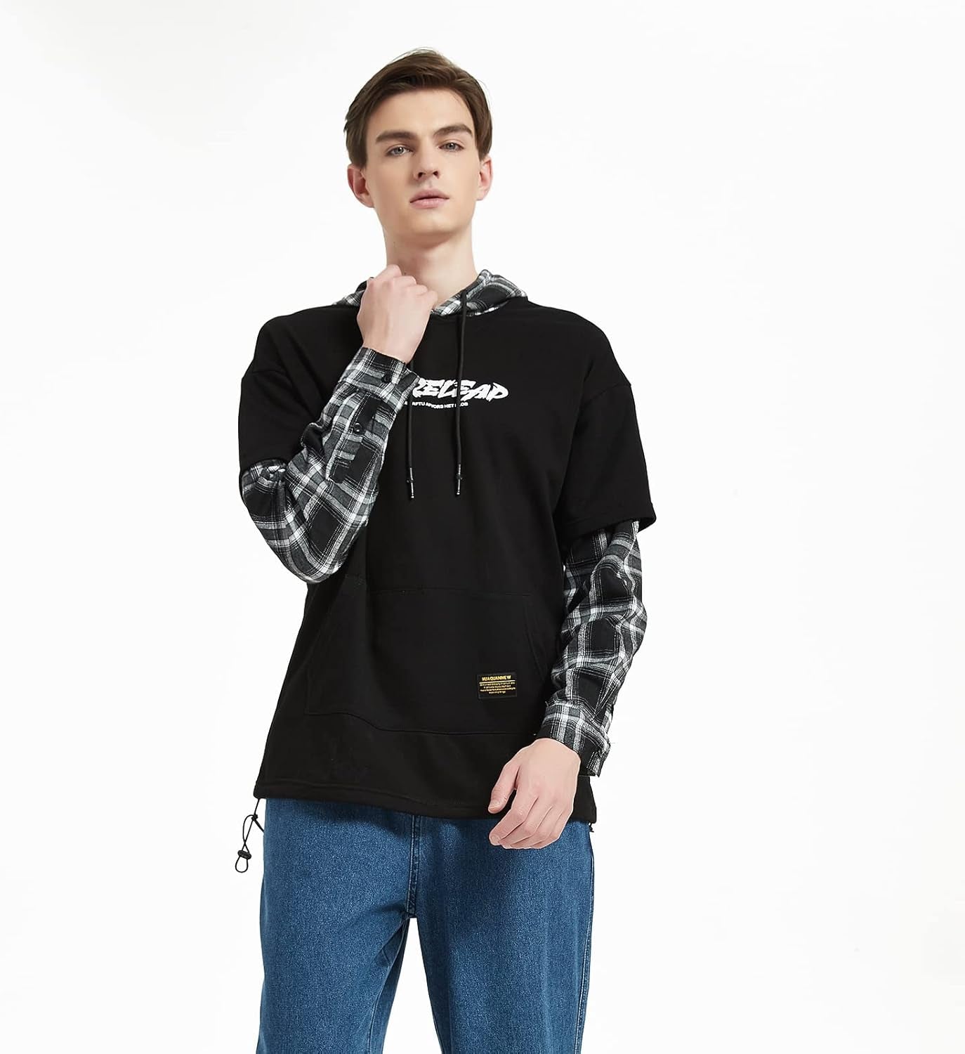 Japan Style Patchwork Hoodies Men Characters Streetwear Hoodie Men Sweatshirt